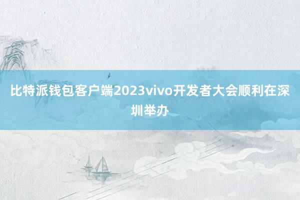 比特派钱包客户端2023vivo开发者大会顺利在深圳举办